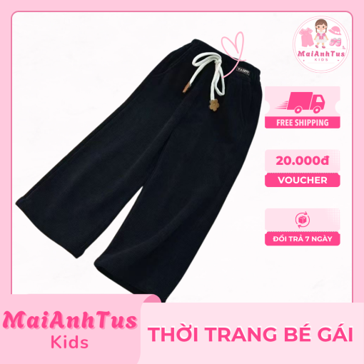Quần dài ống rộng cho bé gái - Quần ống rộng vải co giãn cho bé gái - Thời trang bé gái MaiAnhTus Kids - Hình ảnh 4