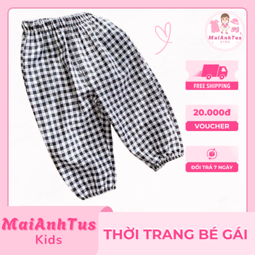Quần dài bo gấu kẻ karo cho bé gái - Quần thô đũi mềm cho bé gái - Thời trang bé gái MaiAnhTus Kids - Hình ảnh 4