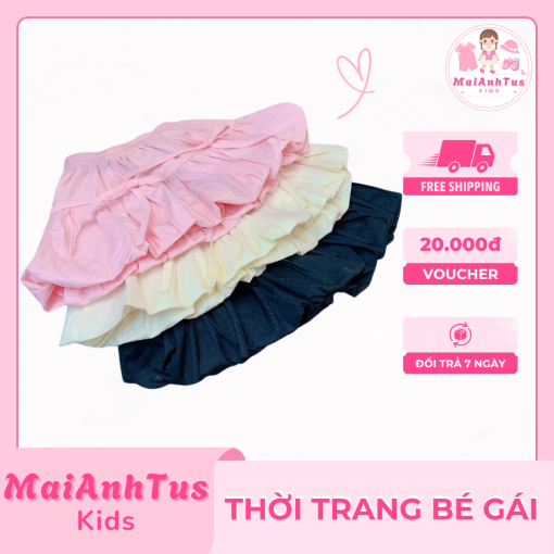 Chân váy bồng cho bé gái - Chân váy vải thô mềm mát cho bé gái - Thời trang bé gái MaiAnhTus Kids - Hình ảnh 4