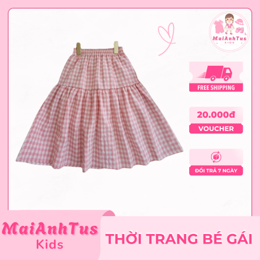 Chân váy xòe dáng dài cho bé gái - Chân váy 2 lớp chất thô, lụa đẹp cho bé gái - Thời trang bé gái MaiAnhTus Kids - Hình ảnh 4