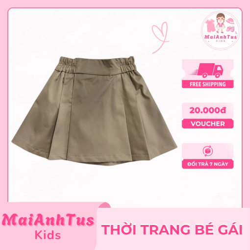 Chân váy xếp ly cho bé gái - Chân váy chất kaki cotton mềm mát cho bé gái - Thời trang bé gái MaiAnhTus Kids - Hình ảnh 4