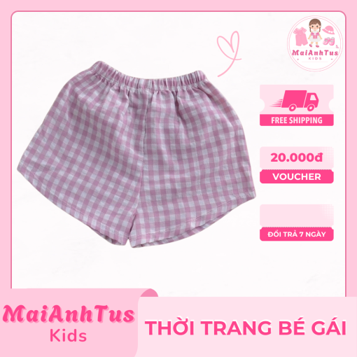 Quần đùi cho bé gái - Quần đùi kẻ caro cho bé gái - Thời trang bé gái MaiAnhTus Kids - Hình ảnh 4