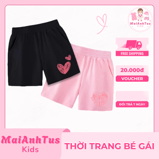 Quần đùi cho bé gái - Quần đùi hình trái tim cho bé gái - Thời trang bé gái MaiAnhTus Kids - Hình ảnh 4
