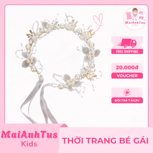 Vòng hoa công chúa cho bé gái - Vòng vương miện đeo đầu cho bé gái - Thời trang bé gái MaiAnhTus Kids - Hình ảnh 4
