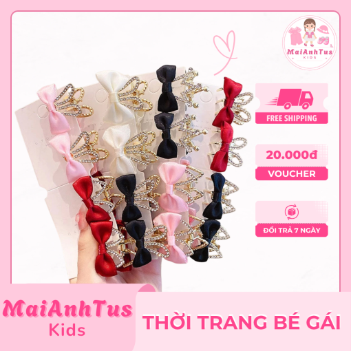Set 2 chiếc kẹp tóc cho bé gái - Kẹp tóc nơ tai thỏ cho bé gái - Thời trang bé gái MaiAnhTus Kids - Hình ảnh 3
