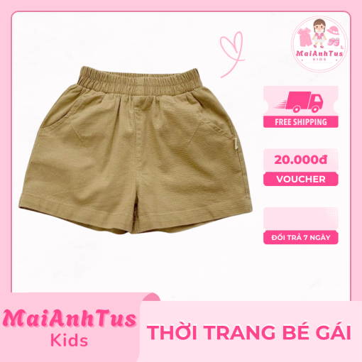 Quần đùi có túi cho bé gái - Quần đùi chất liệu kaki mềm cho bé gái - Thời trang bé gái MaiAnhTus Kids - Hình ảnh 5