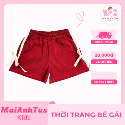 Quần đùi bé gái 2 sọc buộc nơ - Quần đùi siêu xinh cho bé gái - Thời trang MaiAnhTus Kids - Hình ảnh 3