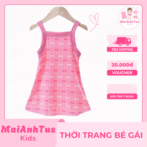 Váy bé gái 2 dây - Váy 2 dây chất tăm lạnh cho bé gái  - Thời trang bé gái MaiAnhTus Kids - Hình ảnh 5