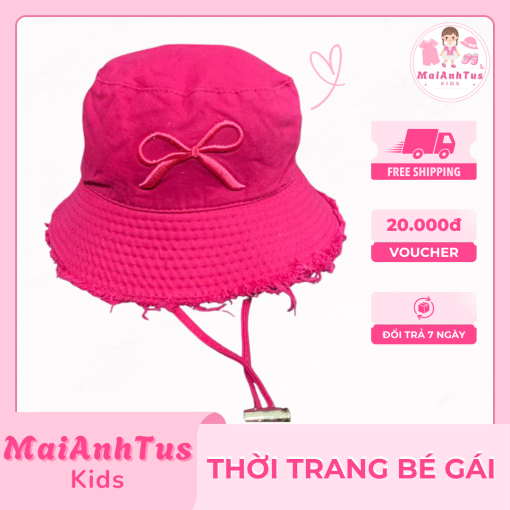 Mũ vành tròn tua rua cho bé gái - Mũ vành tròn thêu nơ cho bé gái - Thời trang bé gái MaiAnhTus Kids - Hình ảnh 5