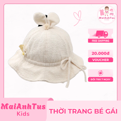Mũ tai thỏ dễ thương cho bé gái - Mũ phong cách tiểu thư Hàn Quốc cho bé gái - Thời trang bé gái MaiAnhTus Kids - Hình ảnh 5