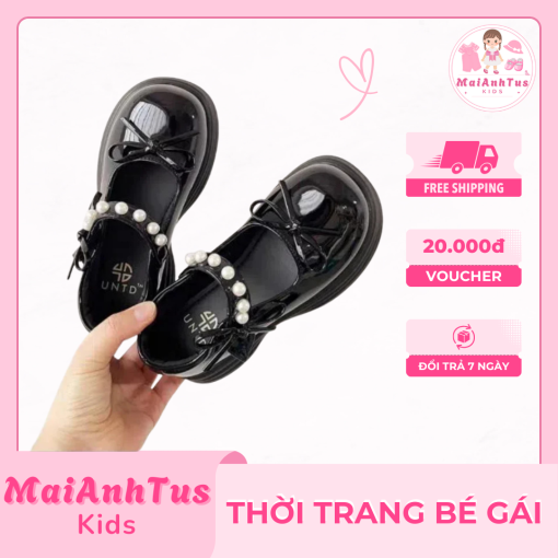 Giày da đế mềm cho bé gái - Giày công chúa cho bé gái - Thời trang bé gái MaiAnhTus Kids - Hình ảnh 2