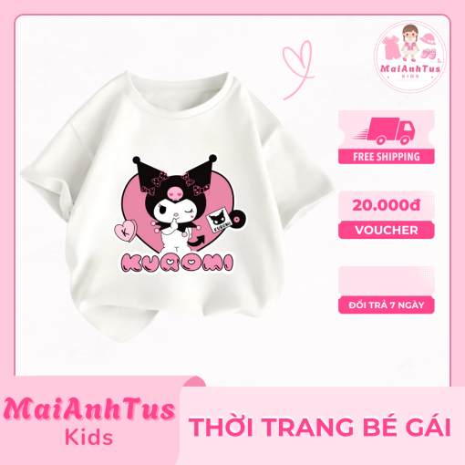 Áo thun cộc tay bé gái - Áo thun cộc tay hình Kuromi cho bé gái - Thời trang bé gái MaiAnhTus Kids - Hình ảnh 5