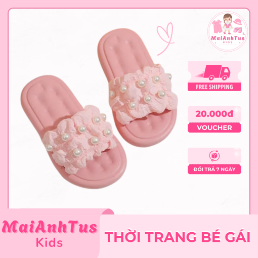 Dép quai vải nhún đính đá cho bé gái - Dép bé gái - Thời trang bé gái MaiAnhTus Kids - Hình ảnh 4