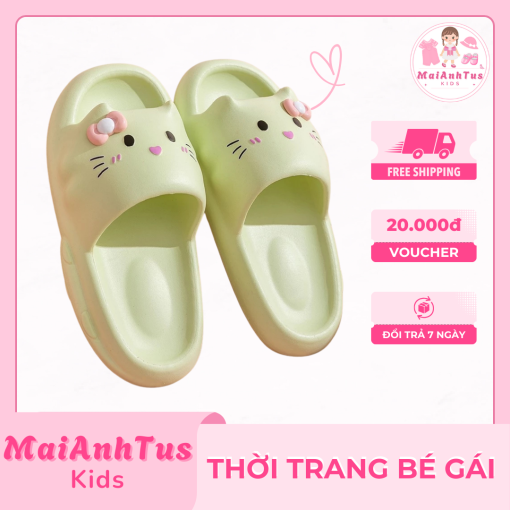 Dép mặt mèo dễ thương cho bé gái - Dép đế mềm chống trơn trượt cho bé gái - Thời trang bé gái MaiAnhTus Kids - Hình ảnh 5