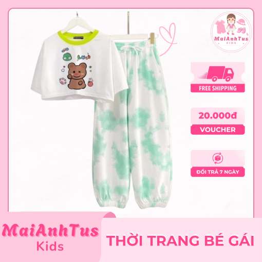 Set bộ croptop cho bé gái - Bộ áo croptop quần dài cho bé gái - Thời trang bé gái MaiAnhTus Kids - Hình ảnh 5