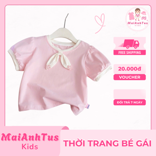 Áo thun cộc tay cho bé gái - Áo thun tay bồng cho bé gái - Thời trang bé gái MaiAnhTus Kids - Hình ảnh 4