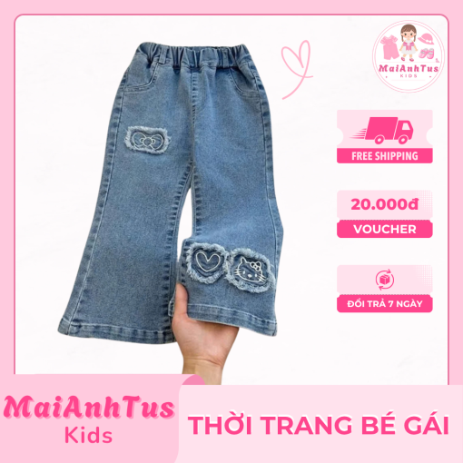 Quần jeans dáng dài cho bé gái - Quần jeans thêu họa tiết xinh cho bé gái - Thời trang bé gái MaiAnhTus Kids - Hình ảnh 4