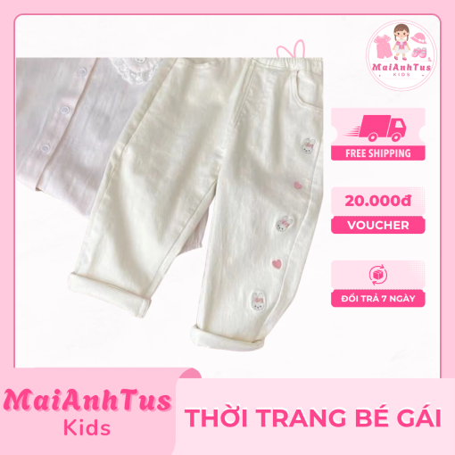 Quần dài thêu trái tim cho bé gái - Quần dài cho bé gái - Thời trang bé gái MaiAnhTus Kids - Hình ảnh 4