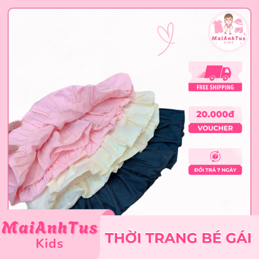Chân váy bồng cho bé gái - Chân váy vải thô mềm mát cho bé gái - Thời trang bé gái MaiAnhTus Kids - Hình ảnh 5