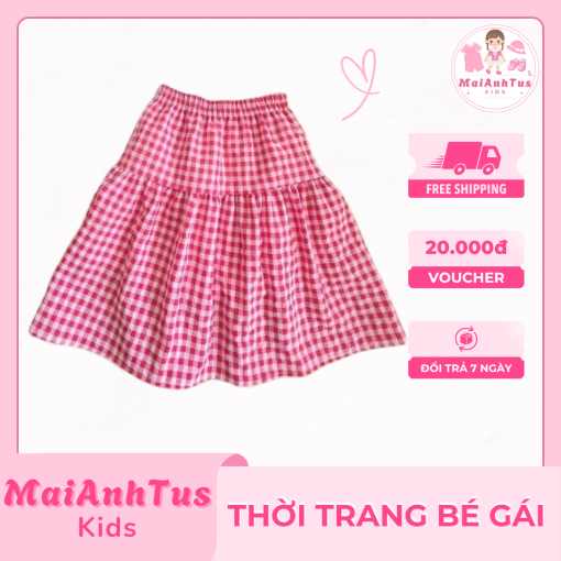 Chân váy xòe dáng dài cho bé gái - Chân váy 2 lớp chất thô, lụa đẹp cho bé gái - Thời trang bé gái MaiAnhTus Kids - Hình ảnh 5