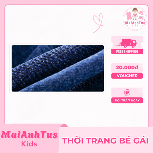 Váy demin xanh đậm cho bé gái - Váy xếp ly cho bé gái - Thời trang bé gái SweetGirl - Hình ảnh 4