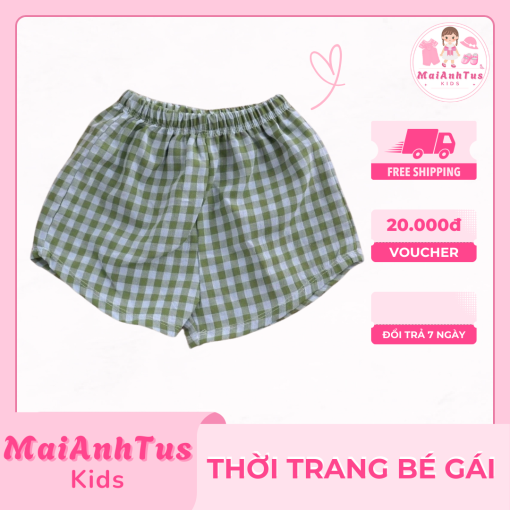 Quần đùi cho bé gái - Quần đùi kẻ caro cho bé gái - Thời trang bé gái MaiAnhTus Kids - Hình ảnh 5