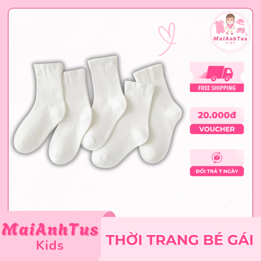 Set 5 đổi tất cho bé gái - Tất cotton thoáng khí cho bé gái - Thời trang bé gái MaiAnhTus Kids - Hình ảnh 4