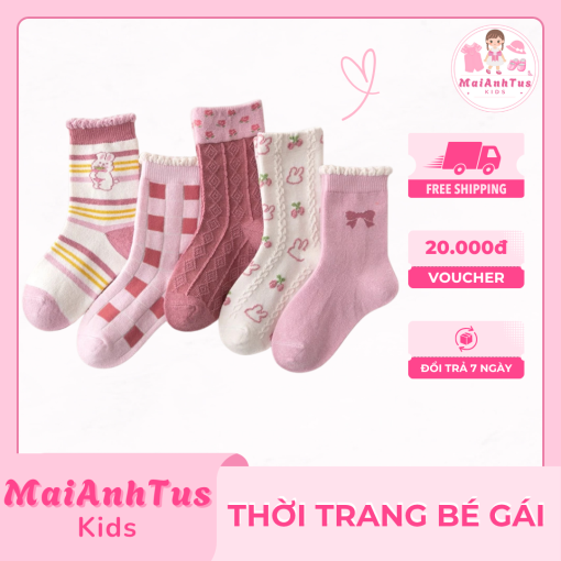Set 5 đôi tất đan len cho bé gái - Tất đan len nhiều họa tiết cho bé gái - Thời trang bé gái MaiAnhTus Kids - Hình ảnh 4