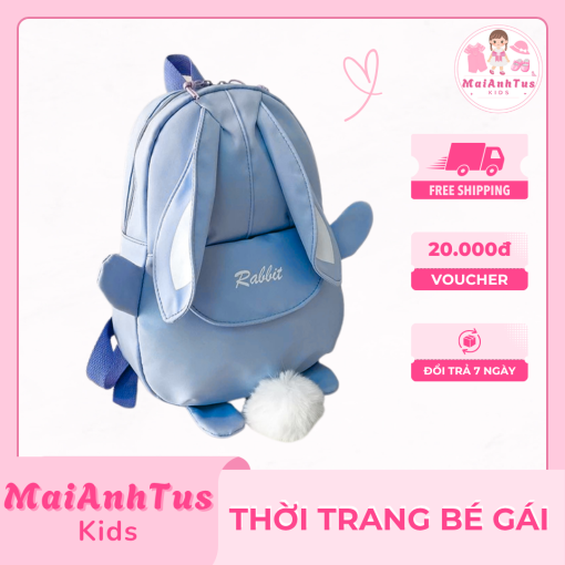 Balo tai thỏ mềm cho bé gái - Balo thỏ tai dài đính đuôi bông cho bé gái - Thời trang bé gái MaiAnhTus Kids - Hình ảnh 5