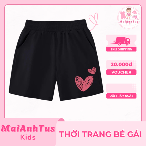 Quần đùi cho bé gái - Quần đùi hình trái tim cho bé gái - Thời trang bé gái MaiAnhTus Kids - Hình ảnh 5
