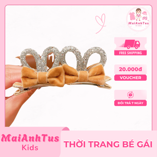 Set 2 chiếc kẹp nhung cho bé gái - Kẹp nhung nơ dễ thương cho bé gái - Thời trang bé gái MaiAnhTus Kids - Hình ảnh 5