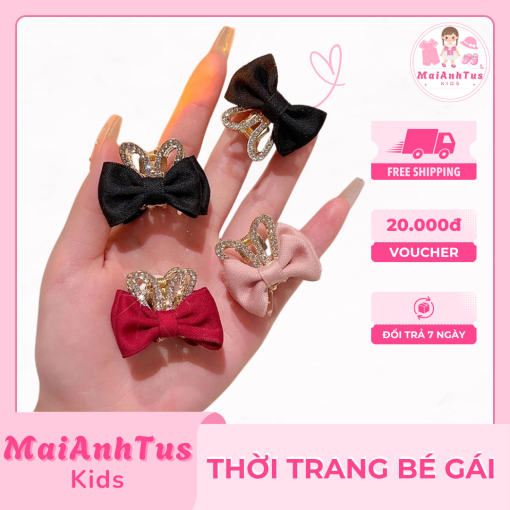 Set 2 chiếc kẹp tóc cho bé gái - Kẹp tóc nơ tai thỏ cho bé gái - Thời trang bé gái MaiAnhTus Kids - Hình ảnh 4
