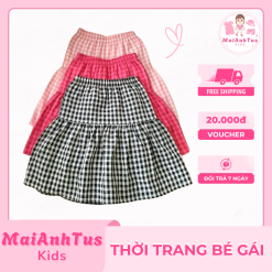 Chân váy xòe dáng dài cho bé gái - Chân váy 2 lớp chất thô, lụa đẹp cho bé gái - Thời trang bé gái MaiAnhTus Kids