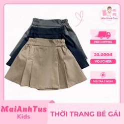 Chân váy xếp ly cho bé gái - Chân váy chất kaki cotton mềm mát cho bé gái - Thời trang bé gái MaiAnhTus Kids