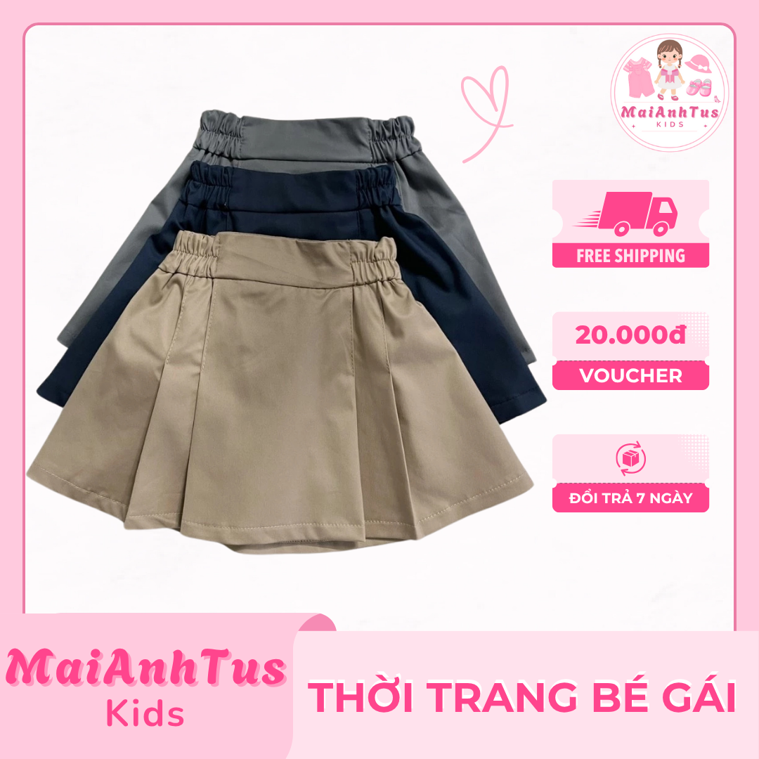 Chân váy xếp ly cho bé gái - Chân váy chất kaki cotton mềm mát cho bé gái - Thời trang bé gái MaiAnhTus Kids