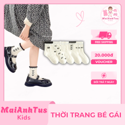 Set 5 đôi tất hoạt tiết xinh yêu cho bé gái - Tất nơ mỏng ngọt ngào thoáng khí cho bé gái - Thời trang bé gái MaiAnhTus Kids