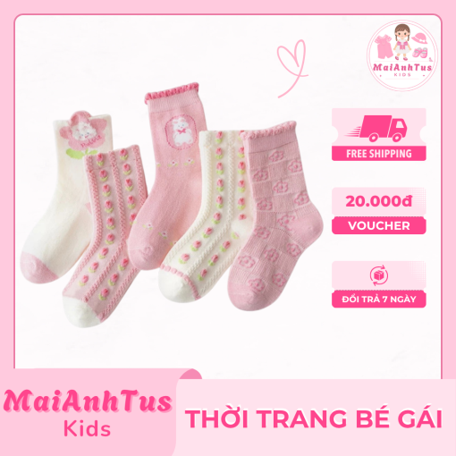 Set 5 đôi tất đan len cho bé gái - Tất đan len nhiều họa tiết cho bé gái - Thời trang bé gái MaiAnhTus Kids - Hình ảnh 9