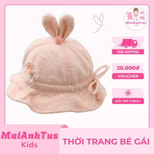 Mũ tai thỏ dễ thương cho bé gái - Mũ phong cách tiểu thư Hàn Quốc cho bé gái - Thời trang bé gái MaiAnhTus Kids - Hình ảnh 6