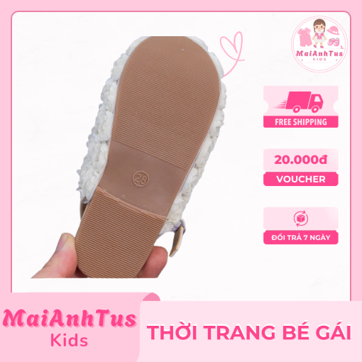 Giày búp bê bé gái - Giày hoa hồng hở gót cao cấp cho bé gái - Thời trang bé gái MaiAnhTus Kids - Hình ảnh 6