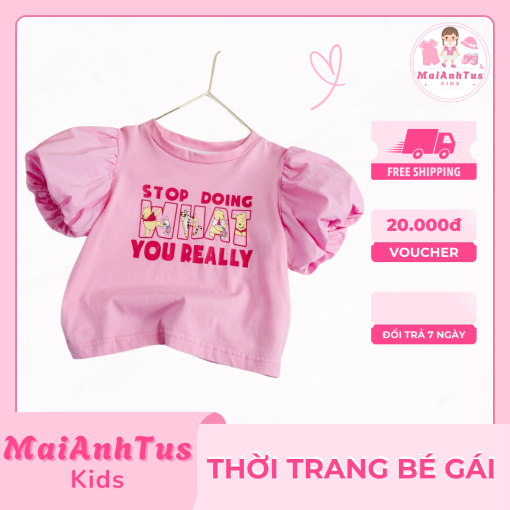 Áo thun cộc tay cho bé gái - Áo thun tay bồng cho bé gái - Thời trang bé gái MaiAnhTus Kids - Hình ảnh 5