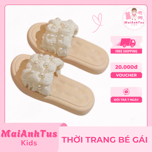Dép quai vải nhún đính đá cho bé gái - Dép bé gái - Thời trang bé gái MaiAnhTus Kids - Hình ảnh 5