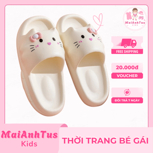 Dép mặt mèo dễ thương cho bé gái - Dép đế mềm chống trơn trượt cho bé gái - Thời trang bé gái MaiAnhTus Kids - Hình ảnh 6