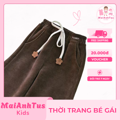 Quần dài ống rộng cho bé gái - Quần ống rộng vải co giãn cho bé gái - Thời trang bé gái MaiAnhTus Kids - Hình ảnh 6