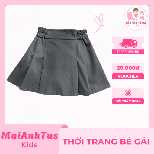 Chân váy xếp ly cho bé gái - Chân váy chất kaki cotton mềm mát cho bé gái - Thời trang bé gái MaiAnhTus Kids - Hình ảnh 6