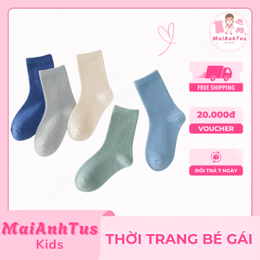 Set 5 đổi tất cho bé gái - Tất cotton thoáng khí cho bé gái - Thời trang bé gái MaiAnhTus Kids - Hình ảnh 5