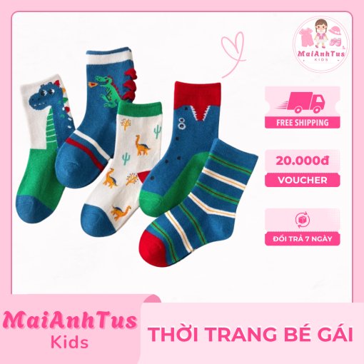 Set 5 đôi tất đan len cho bé gái - Tất đan len nhiều họa tiết cho bé gái - Thời trang bé gái MaiAnhTus Kids - Hình ảnh 5