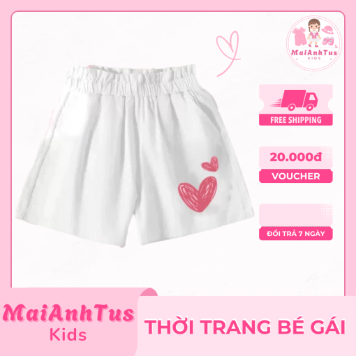 Quần đùi cho bé gái - Quần đùi hình trái tim cho bé gái - Thời trang bé gái MaiAnhTus Kids - Hình ảnh 6