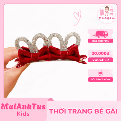 Set 2 chiếc kẹp nhung cho bé gái - Kẹp nhung nơ dễ thương cho bé gái - Thời trang bé gái MaiAnhTus Kids - Hình ảnh 6