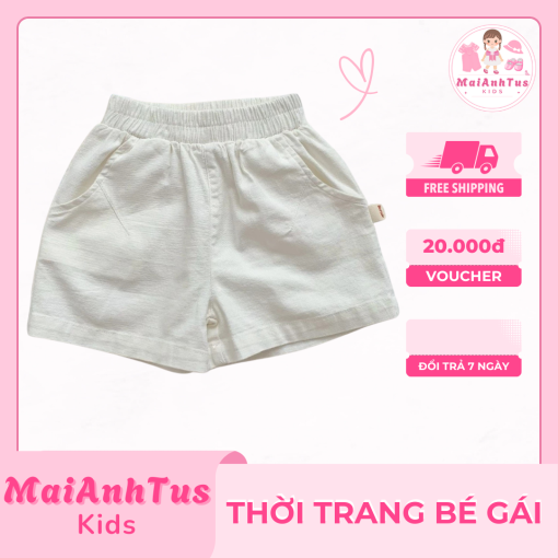 Quần đùi có túi cho bé gái - Quần đùi chất liệu kaki mềm cho bé gái - Thời trang bé gái MaiAnhTus Kids - Hình ảnh 7