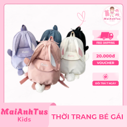 Balo tai thỏ mềm cho bé gái - Balo thỏ tai dài đính đuôi bông cho bé gái - Thời trang bé gái MaiAnhTus Kids